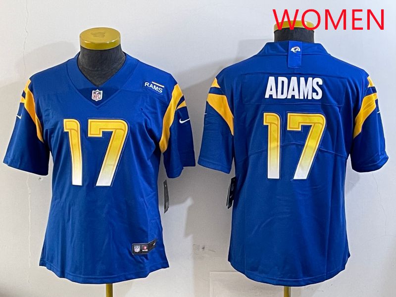 Women Los Angeles Rams 17 Adams Blue Second generation 2025 Nike Limited NFL Jersey style 1